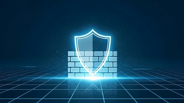 Cybersecurity shield protects data with a secure firewall system - Powered by Adobe