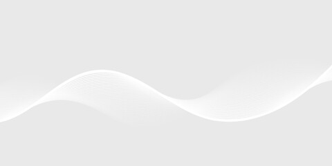 white wavy background. Elegant abstract vector background with smooth white wave lines on a light gray gradient.