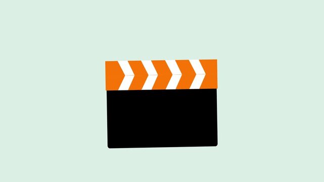 clapperboard icon sign animation, movies marking action clapperboard sign animated.
