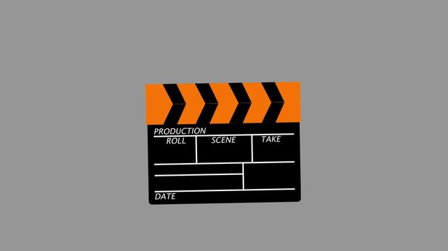 clapperboard icon sign animation, movies marking action clapperboard sign animated.