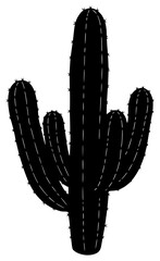A black and white silhouette of a cactus with straight lines, black, cactus, illustration, profile, against transparent background © Alloca Design Studio