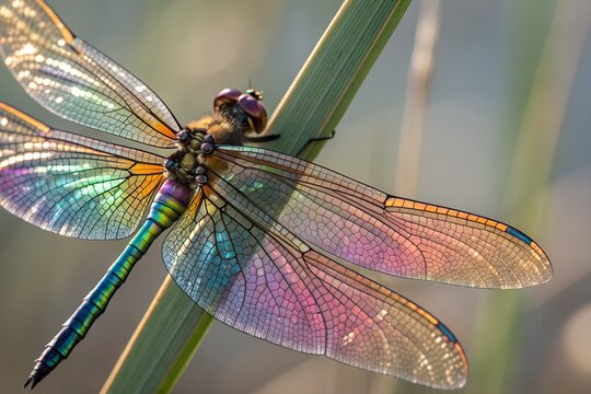 dragonfly on leaf - Powered by Adobe