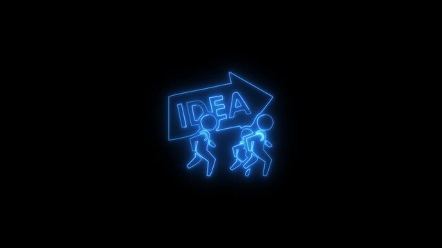 Glowing neon crowd sourcing icon neon brainstorm icon neon Idea Group Icon Video