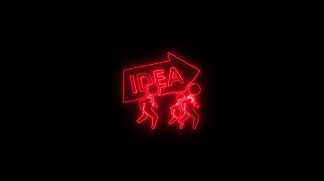 Glowing neon crowd sourcing icon neon brainstorm icon neon Idea Group Icon Video
