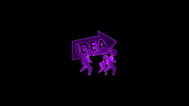Glowing neon crowd sourcing icon neon brainstorm icon neon Idea Group Icon Video