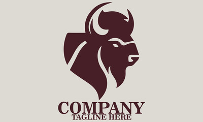 Bison head icon. bison head vector illustration, bison head logo design, bison head in minimal geometric line-art form