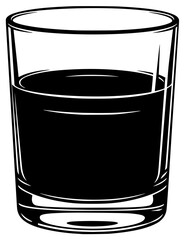 A glass of dark liquid on a , alcohol, beverage, black, cup, drink, illustration, juice, liquid, shot glass, water, against transparent background
