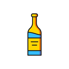Color Bottle of wine icon isolated on white background. Flat filled outline style with shadow. Vector