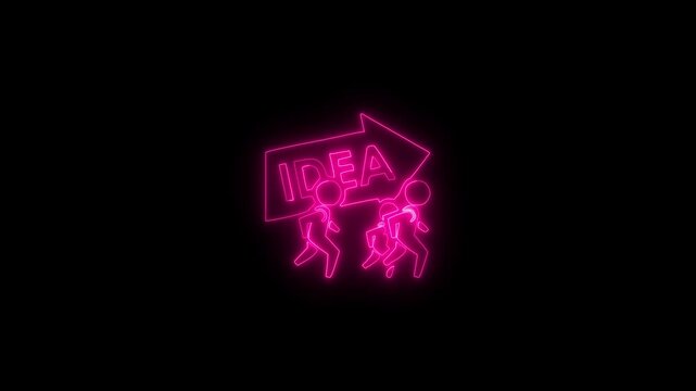Glowing neon crowd sourcing icon neon brainstorm icon neon Idea Group Icon Video