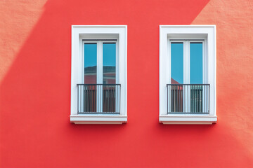 Fototapeta premium windows in red wall