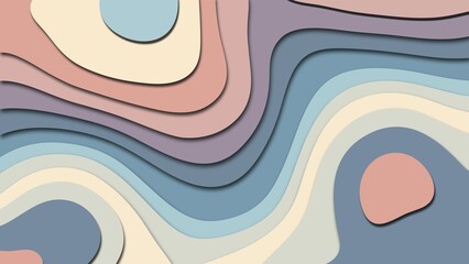 Abstract 3d illustration of paper cut design, backdrop of swirling waves, and circular patterns with a modern web design style