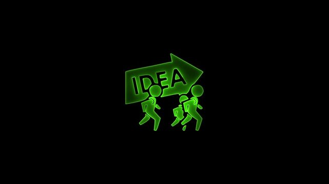 Glowing neon crowd sourcing icon neon brainstorm icon neon Idea Group Icon Video