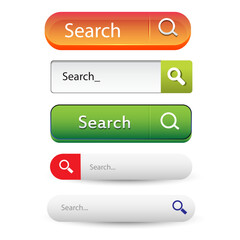 Obraz premium Search Bar with suggestions for UI UX design and web site. Search Address and navigation bar icon. Collection of search form templates for websites. Search engine web browser window template.