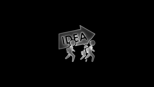 Glowing neon crowd sourcing icon neon brainstorm icon neon Idea Group Icon Video