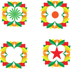 Floral Pattern Set Colorful Designs