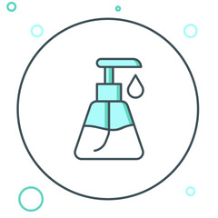 Line Cream or lotion cosmetic tube icon isolated on white background. Body care products for men. Colorful outline concept. Vector