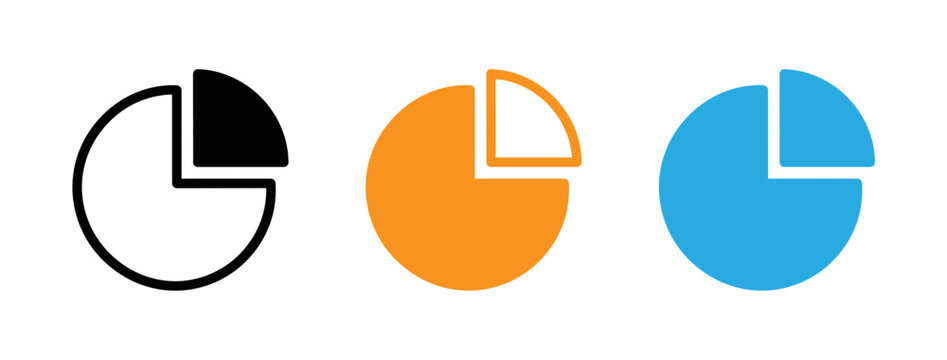 Pie charts in black orange and blue