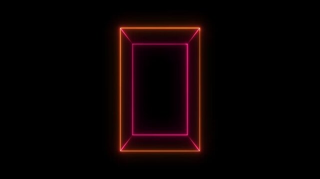 light glowing neon picture frame rectangle icon 4K footage video effect seamless loop.