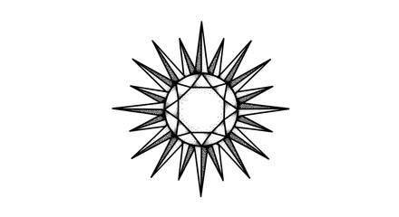 Obraz premium Geometric Sunburst Diamond Emblem Abstract Symbol.