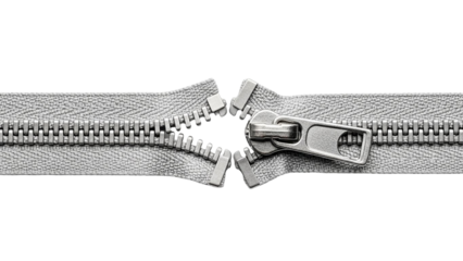 Open zipper revealing darkness inside a black hole concept isolated on transparent background