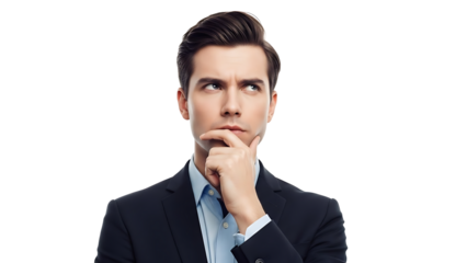 A thoughtful gentleman, in deep contemplation, ponders a complex question