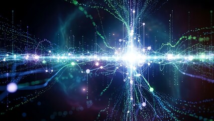 Dynamic network connectivity with vibrant glowing data streams online