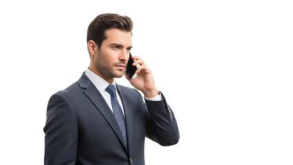 Handsome professional talking on the phone with a focused expression