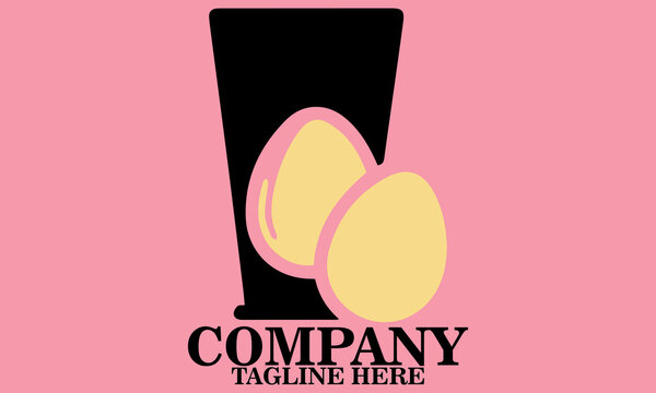 Eggnog Glass Logo design. Eggnog Glass Icon and Eggnog Glass Vector Illustration. Eggnog Glass and Eggs Silhouette Vector for National Eggnog Month December - Powered by Adobe