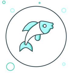 Obraz premium Line Fish icon isolated on white background. Colorful outline concept. Vector