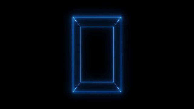 light glowing neon picture frame rectangle icon 4K footage video effect seamless loop.