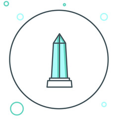 Line Obelisk of Alexandria icon isolated on white background. Stone monument. Historical monument. High pillar memorial and column. Colorful outline concept. Vector
