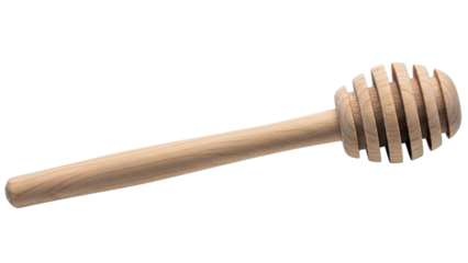 Wooden honey dipper isolated on transparent background perfect for beekeeping and sweet treat designs