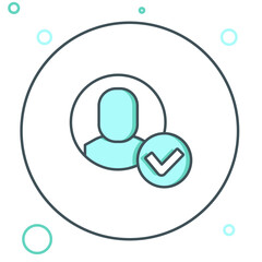 Line Worker icon isolated on white background. Business avatar symbol user profile icon. Male user sign. Colorful outline concept. Vector