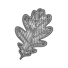 Oak leaf autumn zentangle geometric pattern vector illustration