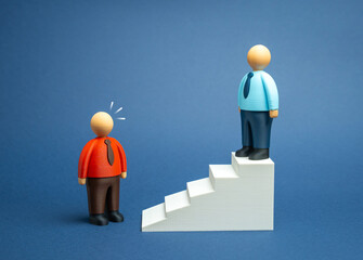 The manager creates uncompetitive conditions for career advancement and replacement. A broken career ladder. Toxic leadership and unfair HR practices. Workplace inequality and corporate culture.