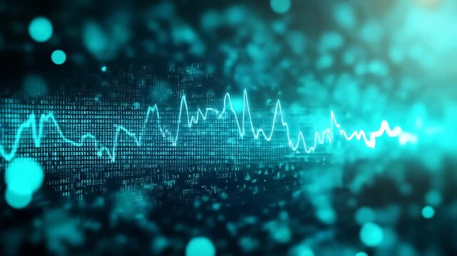 Digital data analysis chart with vibrant blue technology background
