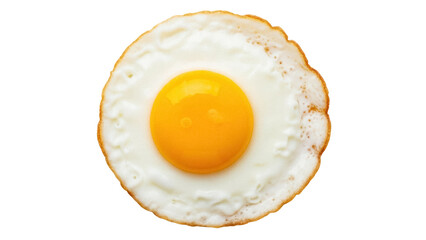 Fried egg isolated PNG on transparent background, sunny-side up breakfast food with golden yolk and...