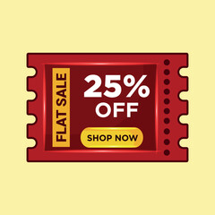 A ticket with a red paper buy new sale tag concept