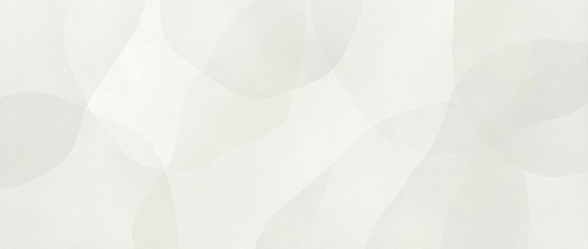 Abstract white background with subtle flowing light gray and cloud dancer shapes for modern design, presentation or website backdrop. Banner with copy space