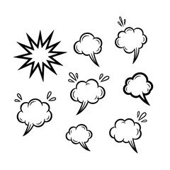 Obraz premium Hand Drawn Comic Book Speech Bubbles and Explosion Shapes