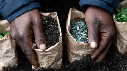 Brown Seed Pouches on Ground Showing a Minimalist Approach to Seed Storage and Early Preparation