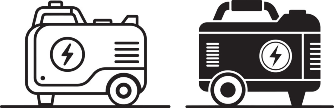 Two portable generators side by side silhouette