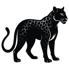 Fototapeta premium Stylized black panther with gray spot pattern standing proudly