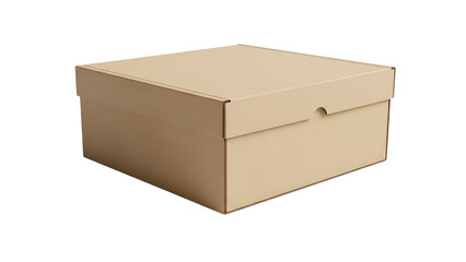 Blank Cardboard Box with Lid Isolated on Transparent Background for Packaging and Delivery
