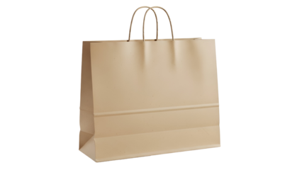 Empty Brown Kraft Paper Shopping Bag with Twisted Handles Isolated on Transparent Background