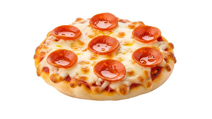 Mini Pepperoni Pizza with Melted Cheese Isolated on Transparent Background