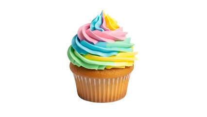 Vibrant Multi-colored Cupcake Isolated on Transparent Background