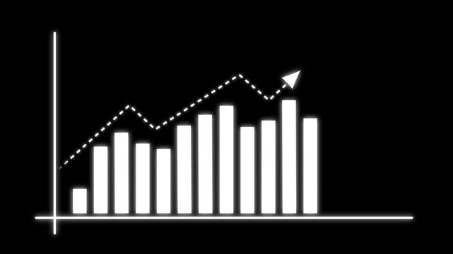 Abstract business graph icon animation background. allusive graph chart showing marketing sales profit increasing to future target suitable for business development direction