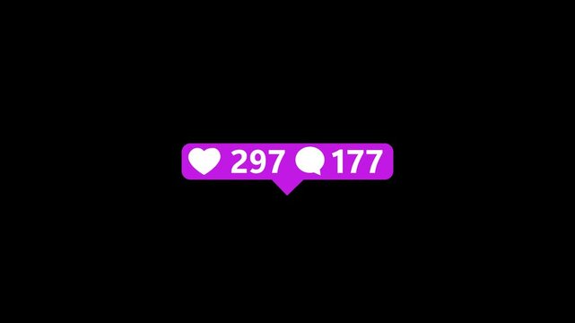 love and comment counter, social media numbers increase animation isolated on white background.