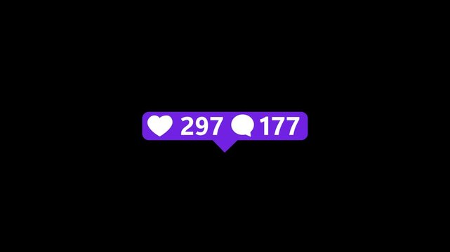love and comment counter, social media numbers increase animation isolated on white background.